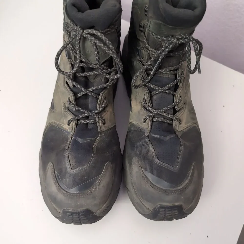 Hoka One Anacapa Mid Boots Mens Size 12.5D Black Vibram Megagrip Gore Tex Hiking